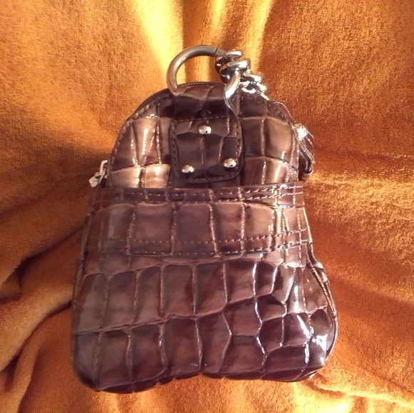 Kathy Van Zeeland KVZ Brown Croc-Embossed Women's Handbag - Picture 5 of 10